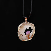 Natural agate cave inset amethyst Gold-plated Corvette necklace -20210828W